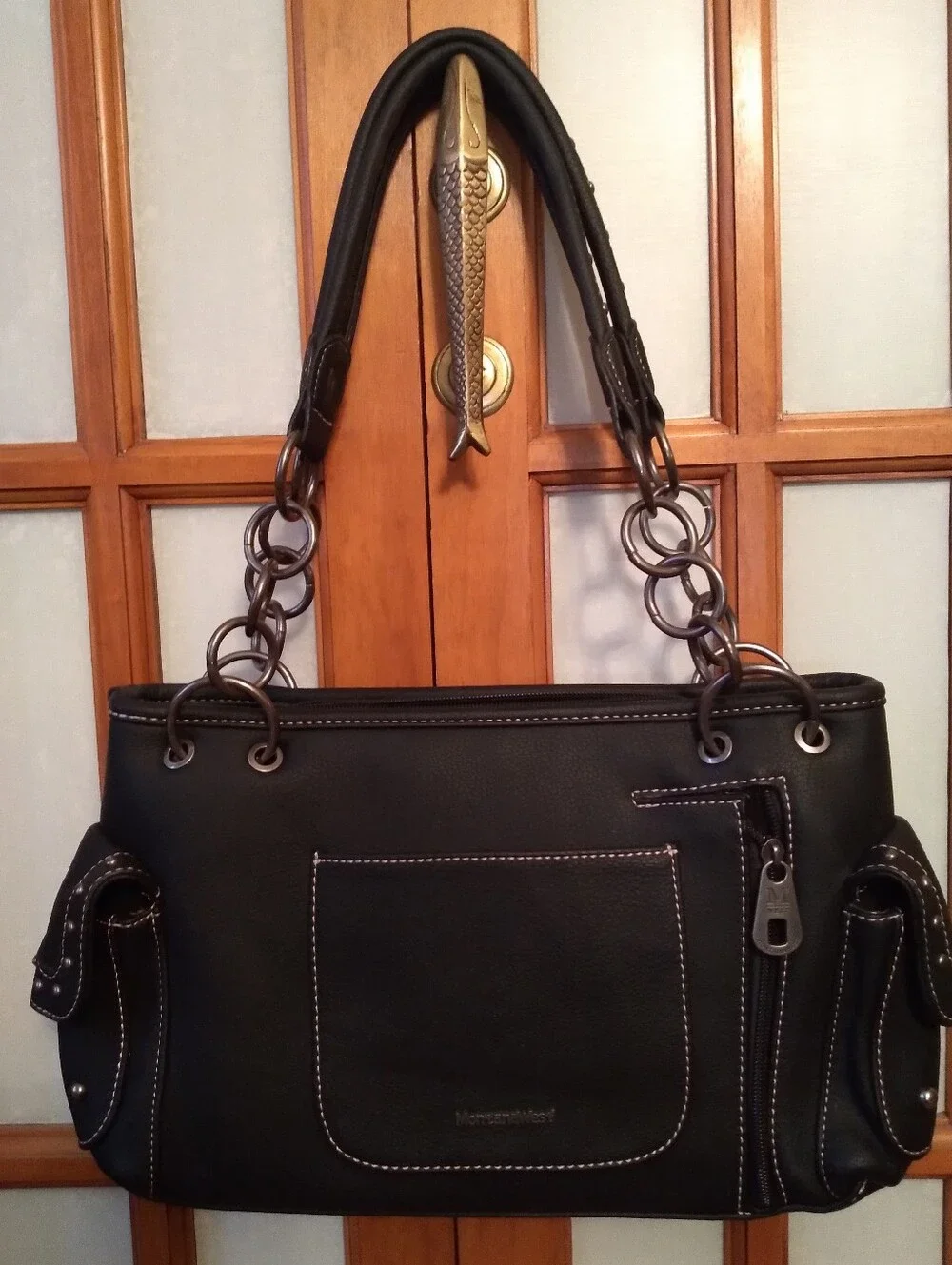 Gorgeous Montana West Black And Teal Studded Western Handbag Aztec Design NWOT
